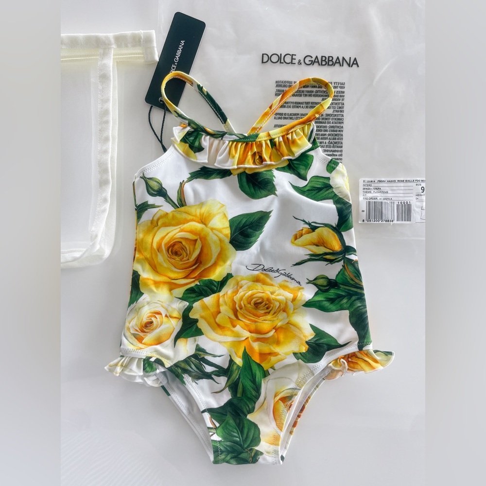 Dolce & Gabbana 9-12 months Swimsuit NWT summer 2024  Floral Yellow Roses